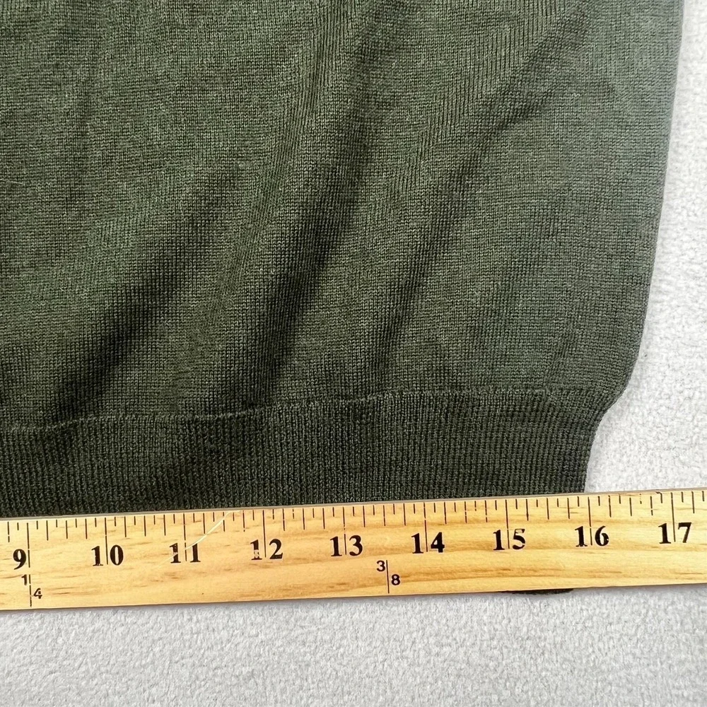 Polo Ralph Lauren V-Neck Sweater Men's Medium Green Merino Wool Pullover‎ Pony